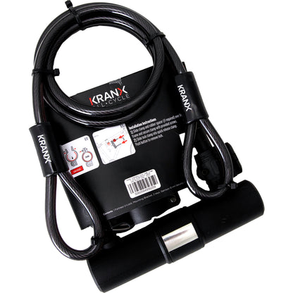 KranX Fortress Plus 14mm 265mm U-Lock With Security Cable [Black]