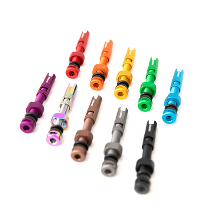 KranX Fast Flow Alloy Tubeless Valves (Pair) 44mm - Gold [Gold]