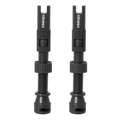 KranX Fast Flow Alloy Tubeless Valves (Pair) 44mm - Orange [Orange]
