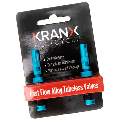 KranX Fast Flow Alloy Tubeless Valves (Pair) 44mm - Grey [Grey]