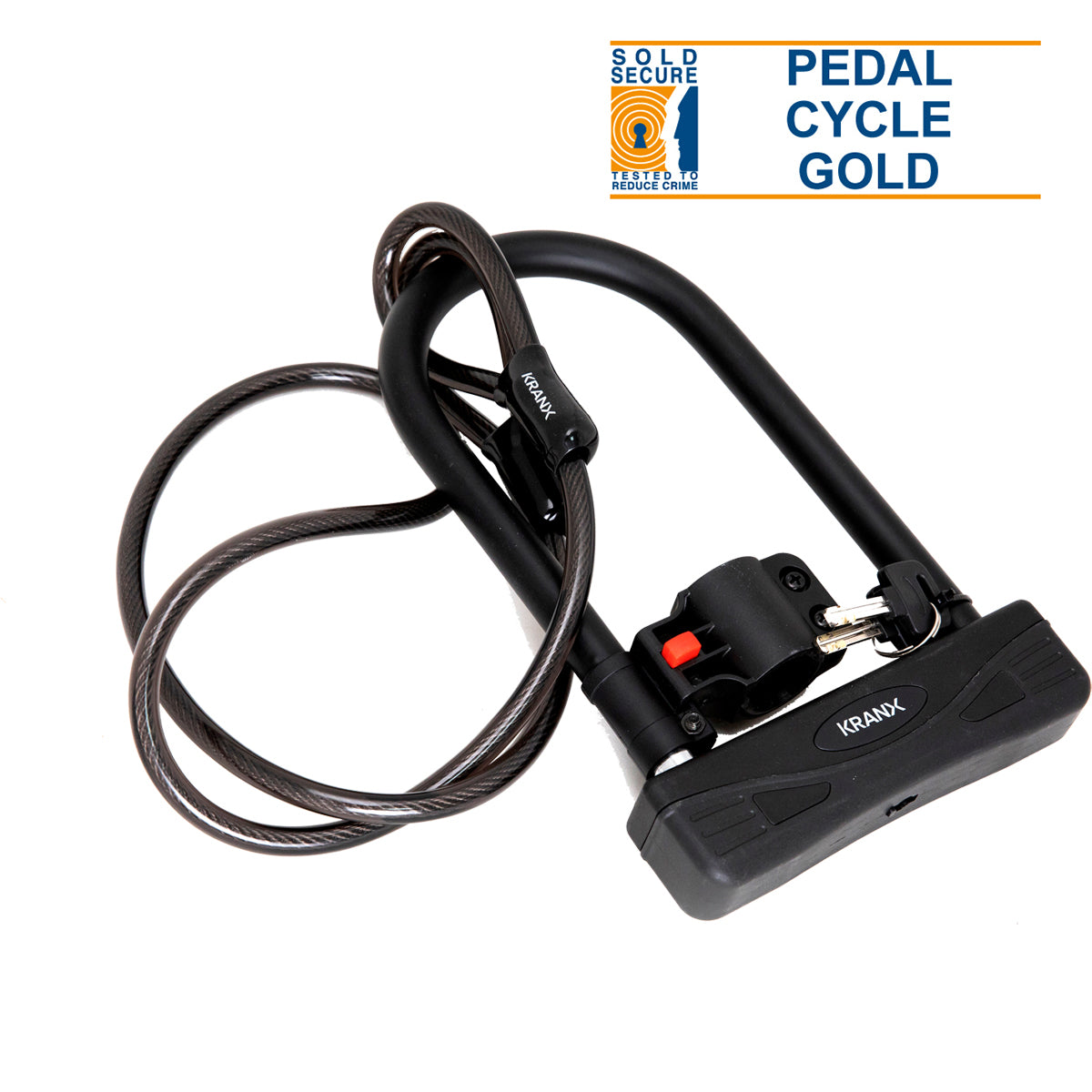 KranX Citadel Plus 16mm 270mm U-Lock With Security Cable. GOLD Sold Secure [Black]