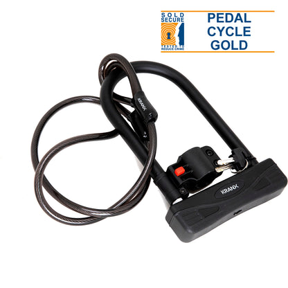 KranX Citadel Plus 16mm 270mm U-Lock With Security Cable. GOLD Sold Secure [Black]