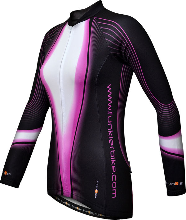 Funkier J-394-LW Ladies Long Sleeve Winter Jersey in Black/Purple - X-Small