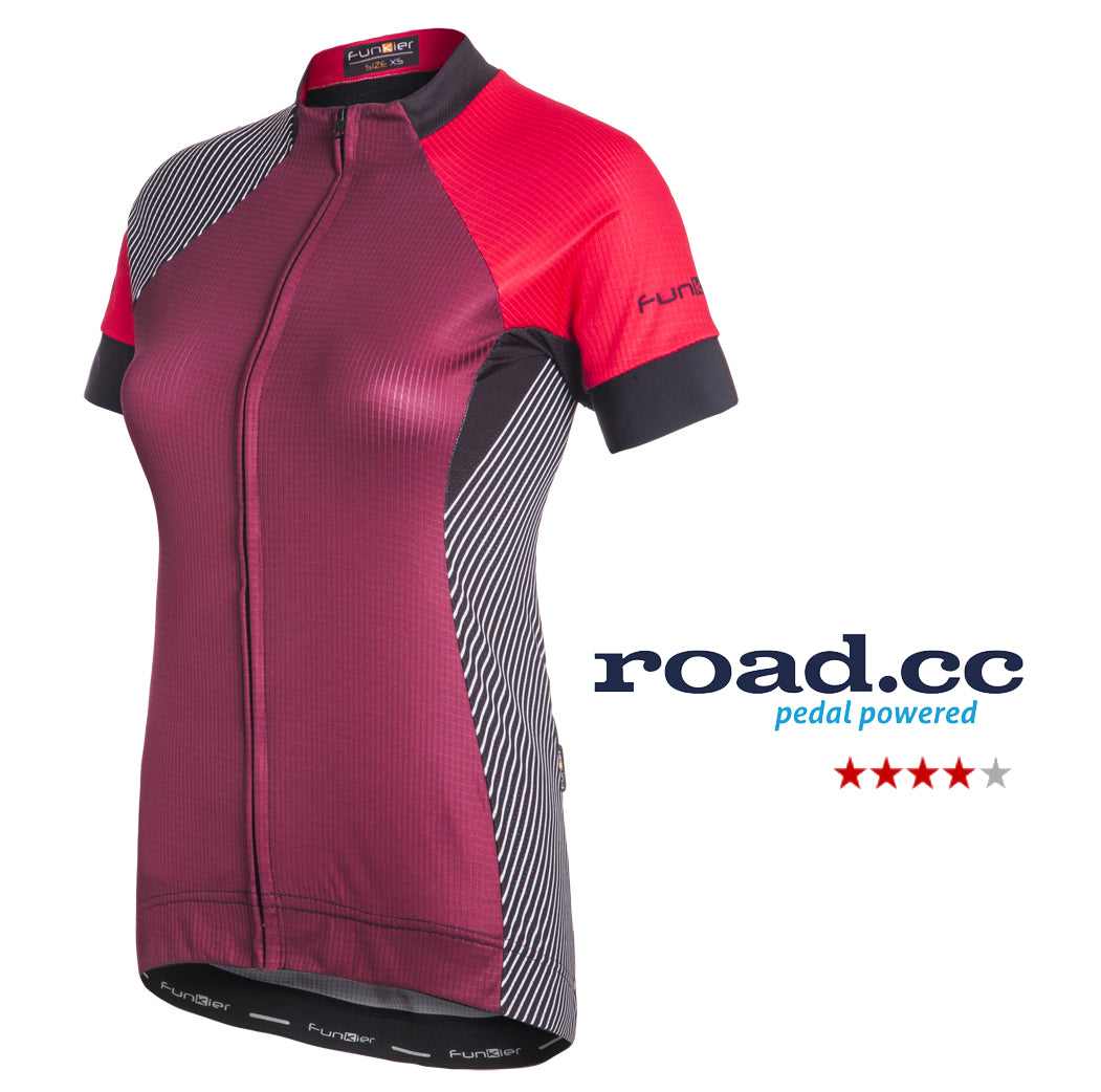 Funkier Mataro Pro Ladies Rider Short Sleeve Jersey in Merlot - Small