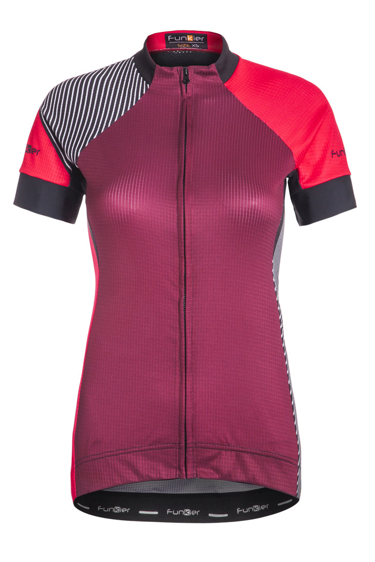 Funkier Mataro Pro Ladies Rider Short Sleeve Jersey in Merlot - Small
