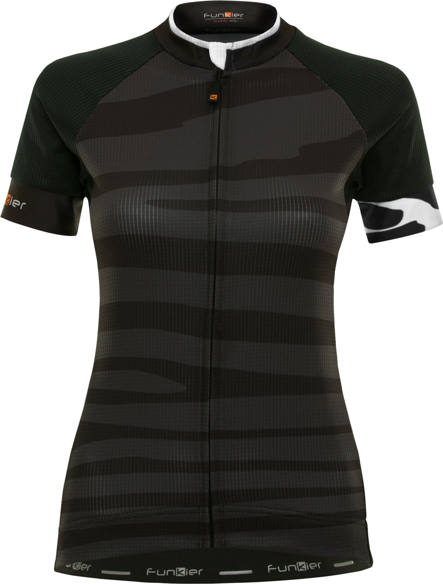 Funkier - Bike: Prima Pro Ladies Short Sleeve Jersey in Black-Wave-BLACK -X-SMALL