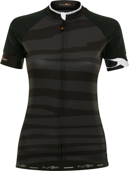 Funkier - Bike: Prima Pro Ladies Short Sleeve Jersey in Black-Wave-BLACK -SMALL