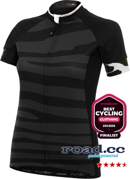 Funkier Prima Pro Ladies Short Sleeve Jersey in Black-Wave - Large