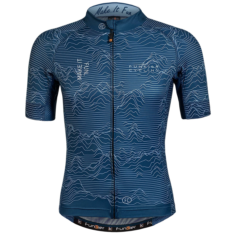 Funkier Mirano Gents Pro Short Sleeve Jersey in Blue - Small