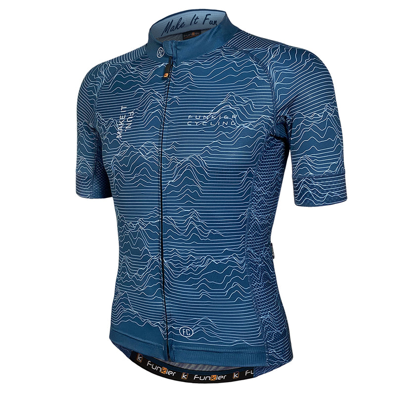 Funkier Mirano Gents Pro Short Sleeve Jersey in Blue - Large