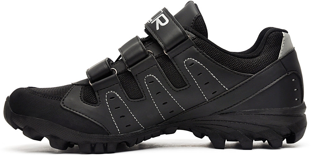 FLR Bushmaster MTB/Trail Shoe in Black/Silver - Velcro Fastening - Size 38