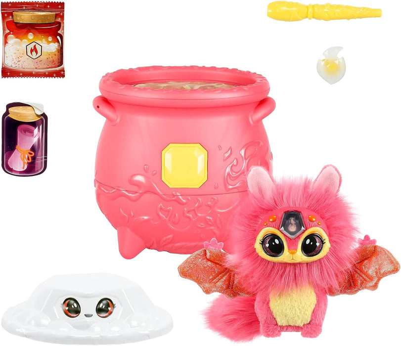Magic Mixies Magical Gem Surprise Fire Magic Cauldron - Reveal a Non-Electronic Mixie Plushie and Magic Ring with a pop up reveal from the Fizzing Cauldron