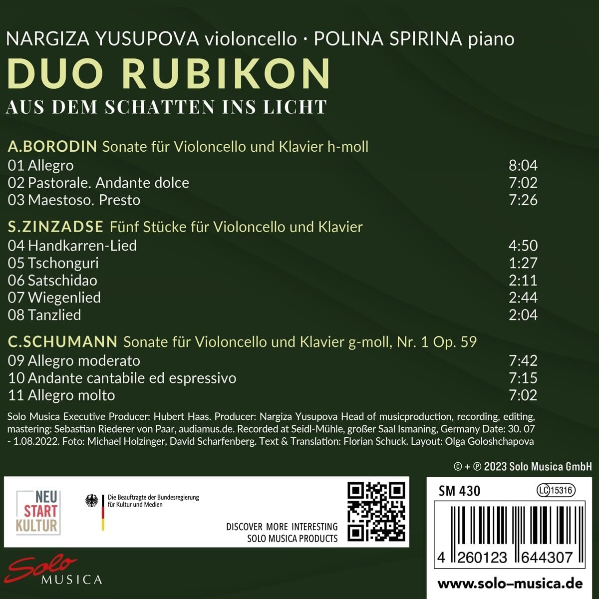 A. Borodin/S. Zinzadse/C. Schumann: Aus Dem Schatten Ins Licht: Works for Cello & Piano