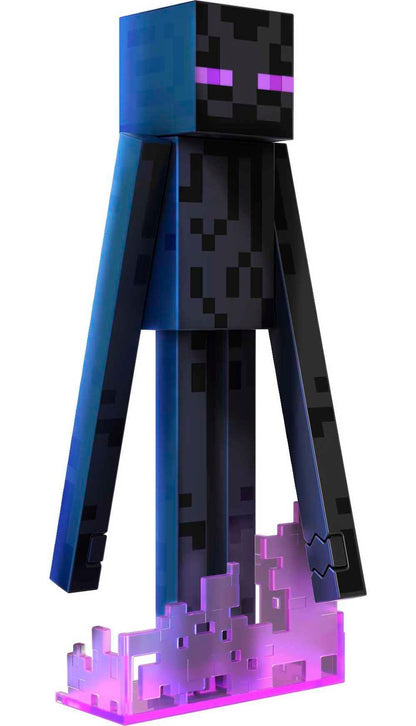 Mattel Minecraft Diamond Enderman Action Figure with Accessories Including Flocked Grass Block, 5.5-inch Toy Collectible