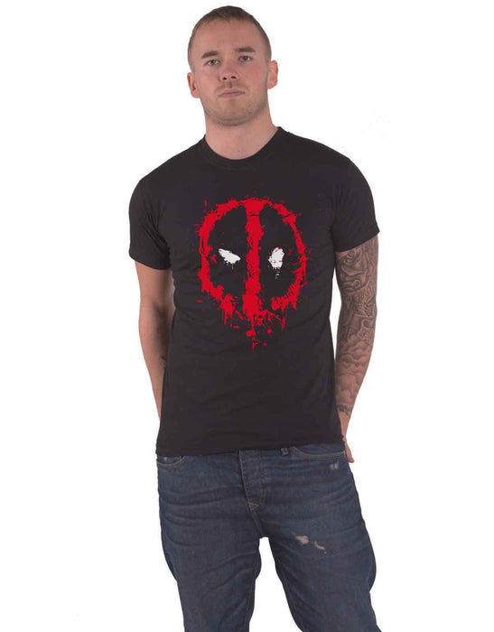 Deadpool T Shirt Splat Face Logo Official Unisex