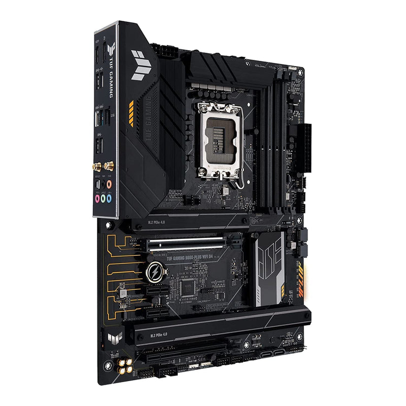 ASUS TUF GAMING B660-PLUS WIFI D4 Intel® B660 (LGA 1700) mATX motherboard, 10+1 DrMOS Power stages, Intel® WiFi 6, PCIe 5.0 support, Dual PCIe 4.0 M.2 Slots, Aura Sync, Two-way AI Noise Cancelation B660 TUF GAMING B660-PLUS WIFI D4 B660-PLUS WiFi D4
