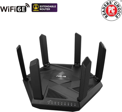 ASUS RT-AXE7800 Tri-band WiFi 6E Extendable Router, 6GHz Band, 2.5G Port, Subscription-free Network Security, Instant Guard, Advanced Parental Control, Built-in VPN, AiMesh Compatible, Smart Home, SMB