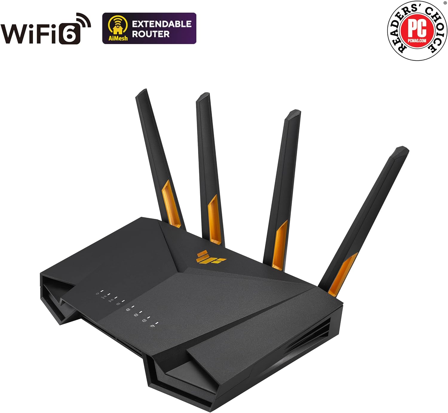ASUS TUF Gaming AX3000 V2 Dual Band WiFi 6 Router with Mobile Tethering (Replacement of 4G 5G routers)2.5Gbps port, Mobile Game Mode, Free Internet Security, AI Mesh, Gear Accelerator, Adaptive QoS WIFI 6 AX3000 TUF gaming