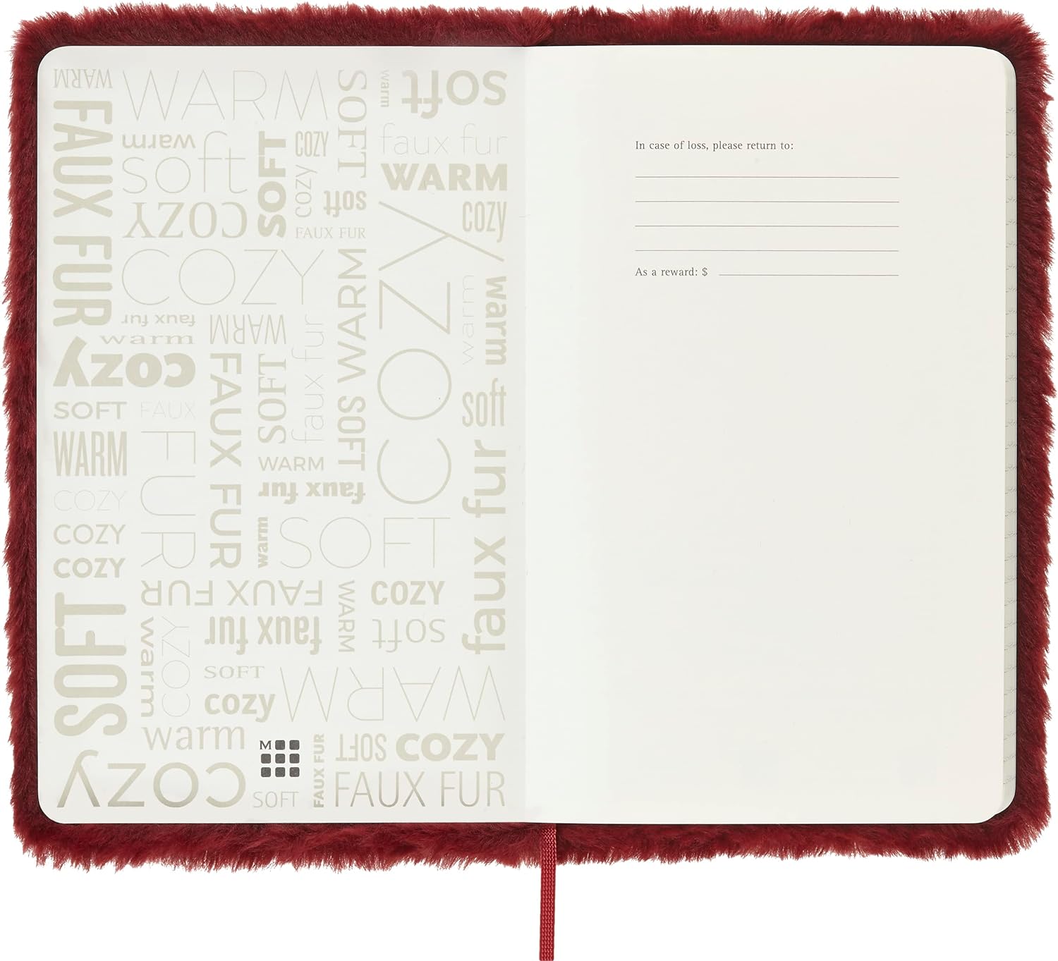 Moleskine - Ruled Faux Fur Notebook, Hard Cover And Elastic Closure Journal, Size Large 13X21Cm, Colour Marple Red Large Ruled Maple Red