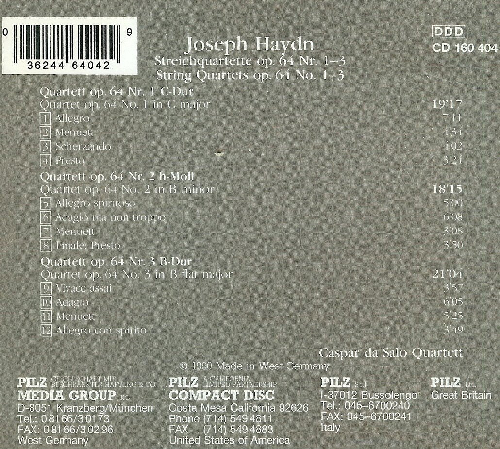 String Quartets, Opus 64, 1-3