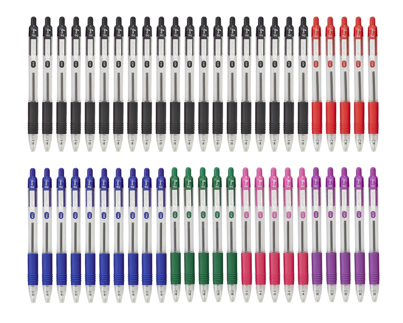 ZEBRA Z GRIP Assorted Ballpoint Pens, Retractable with Smooth Ink, Comfortable Grip and Pocket Clip Reliable Biro Medium Point 50 Pack 5 Assorted Colours