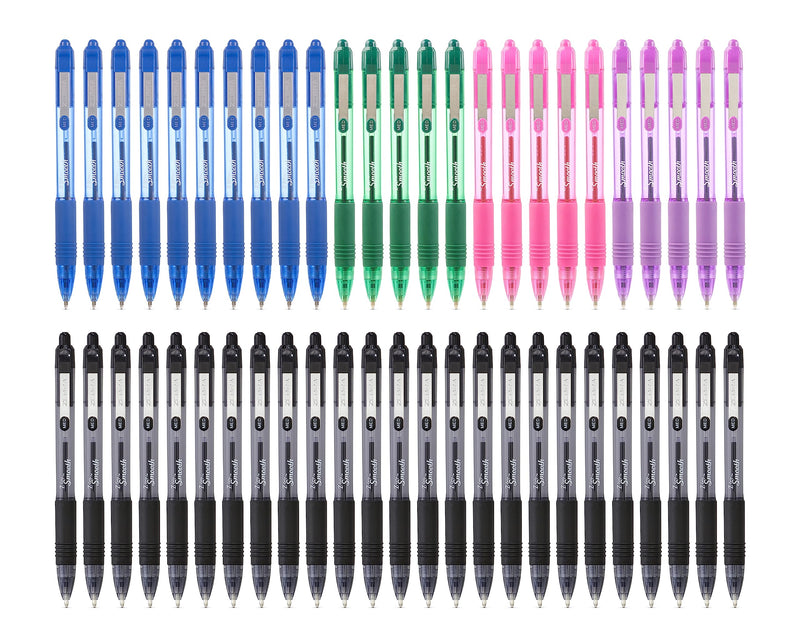 ZEBRA Z GRIP Smooth Assorted Retractable Ballpoint pens with easy glide ink, comfortable grip with pocket clip and reliable biro, medium point 50 Pack of 5 assorted colours