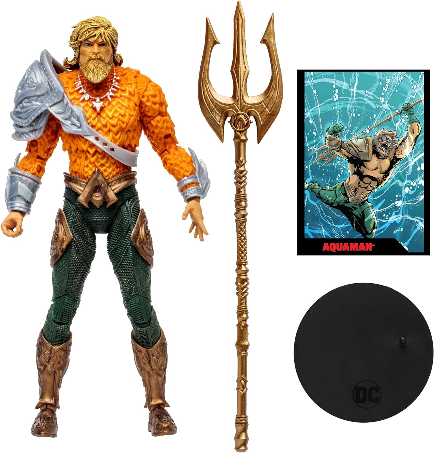 McFarlane Toys DC Direct Page Punchers Aquaman 7-Inch Action Figure - Incredibly Detailed King of Atlantis with Ultra Articulation, Trident, Comic, and Collectible Art Card