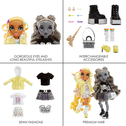 Rainbow High Shadow High Madison Twins 2 Pack - SUNNY & LUNA - Fashion Dolls with Yellow & Grey Designer Mix & Match Outfits with Accessories - Great for Kids 4-12 Years Old