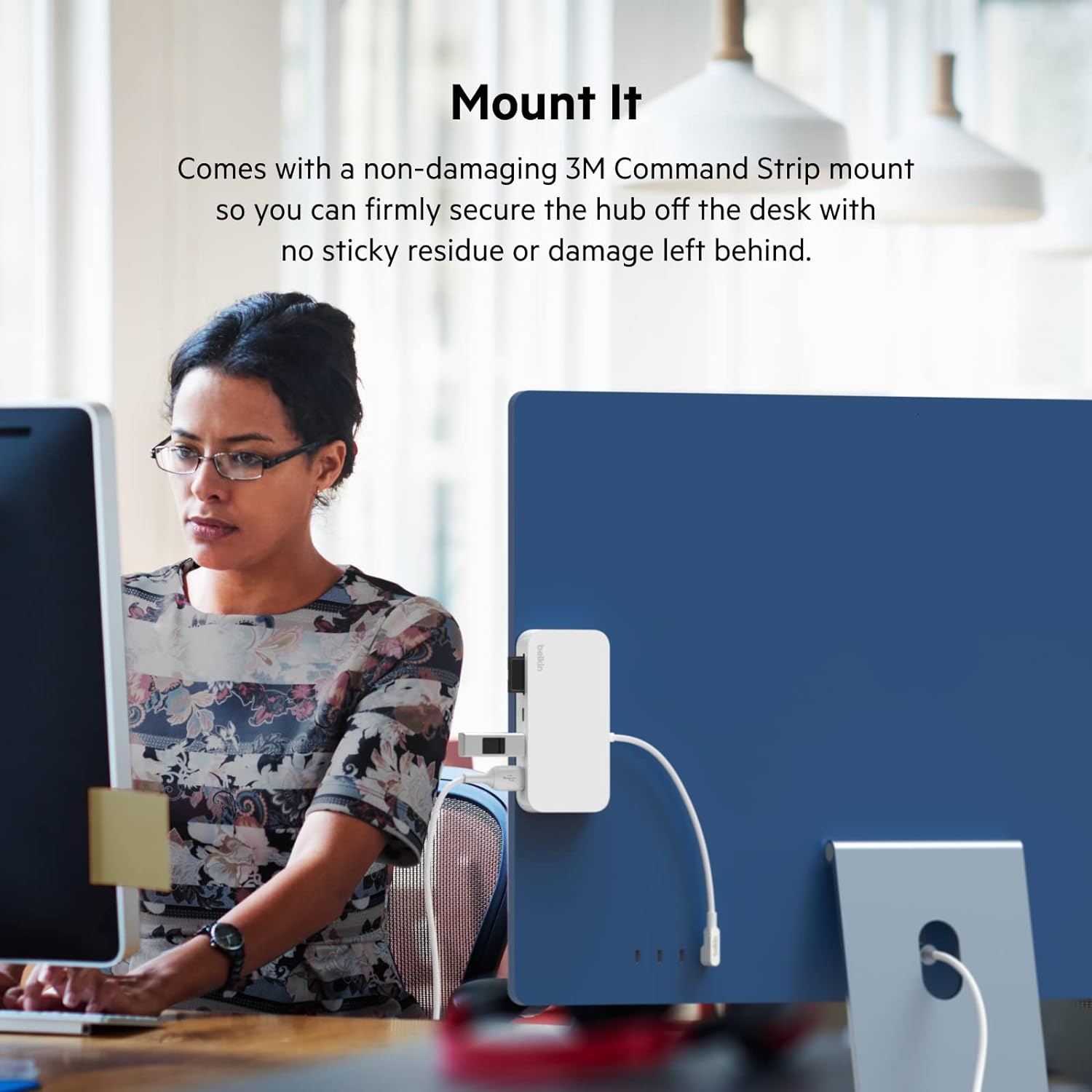 Belkin 6-in-1 USB Type C Hub, iMac 24 inch Rear Mounted Docking Station with SD & microSD Card Reader, Gigabit Ethernet, 2 USB A Ports, and USB C Port for Fast Data Transfers and Peripherals