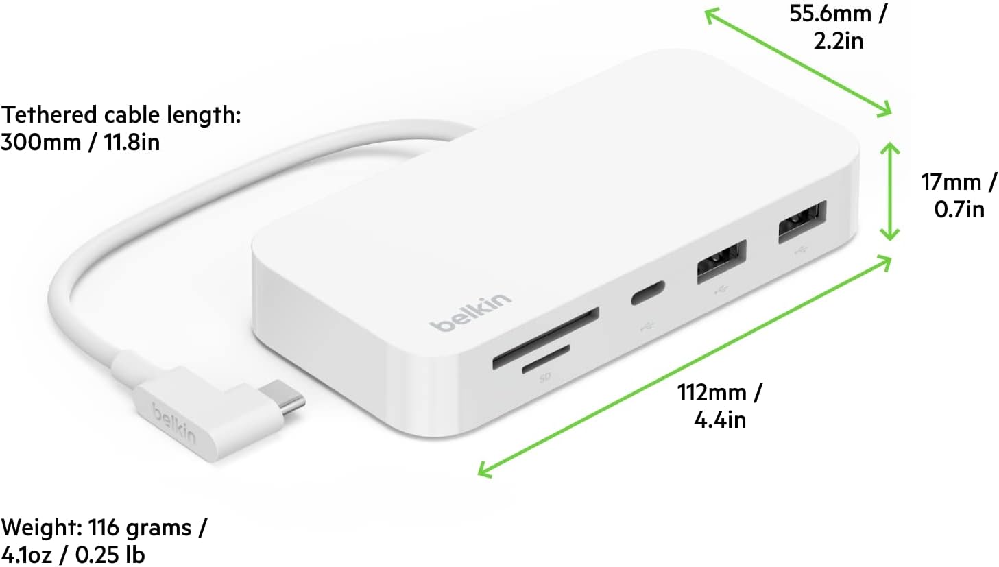 Belkin 6-in-1 USB Type C Hub, iMac 24 inch Rear Mounted Docking Station with SD & microSD Card Reader, Gigabit Ethernet, 2 USB A Ports, and USB C Port for Fast Data Transfers and Peripherals