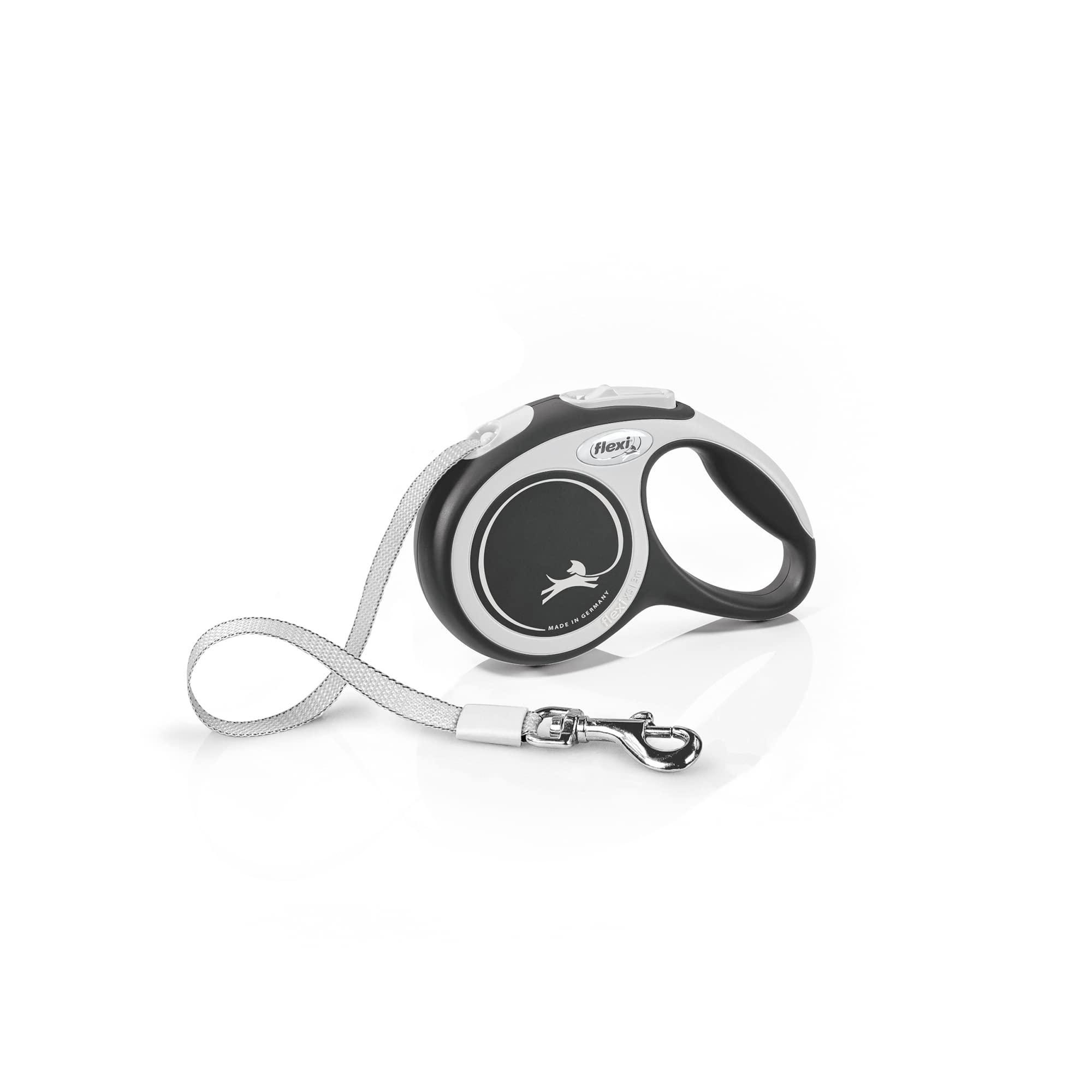 Flexi New Comfort Tape Grey & Black Extra Small 3m Retractable Dog Leash/Lead for dogs up to 12kgs/26lbs Extra Small (3m)