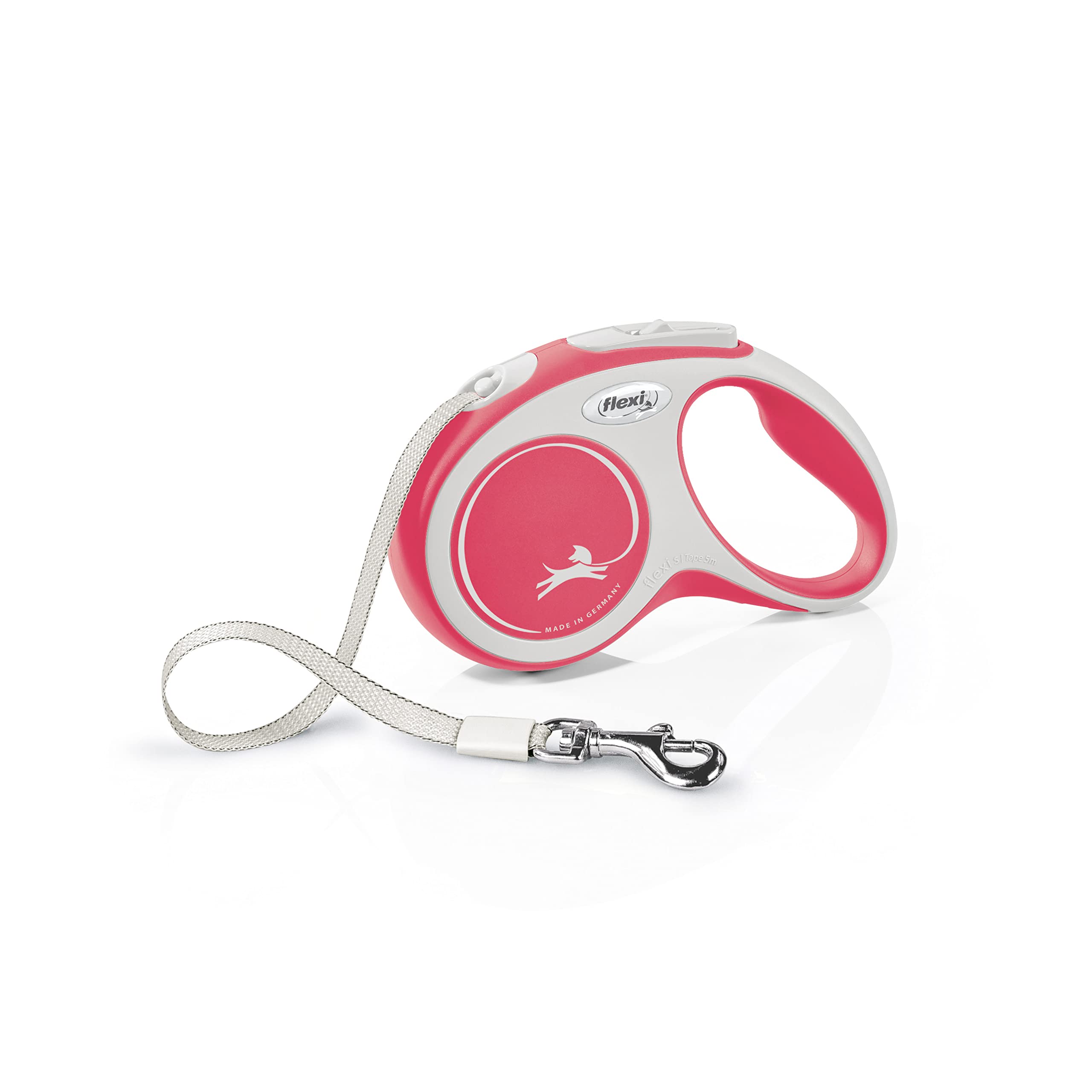 Flexi New Comfort Tape Grey & Red Small 5m Retractable Dog Leash/Lead for dogs up to 15kgs/33lbs Small (5m) Grey & Red