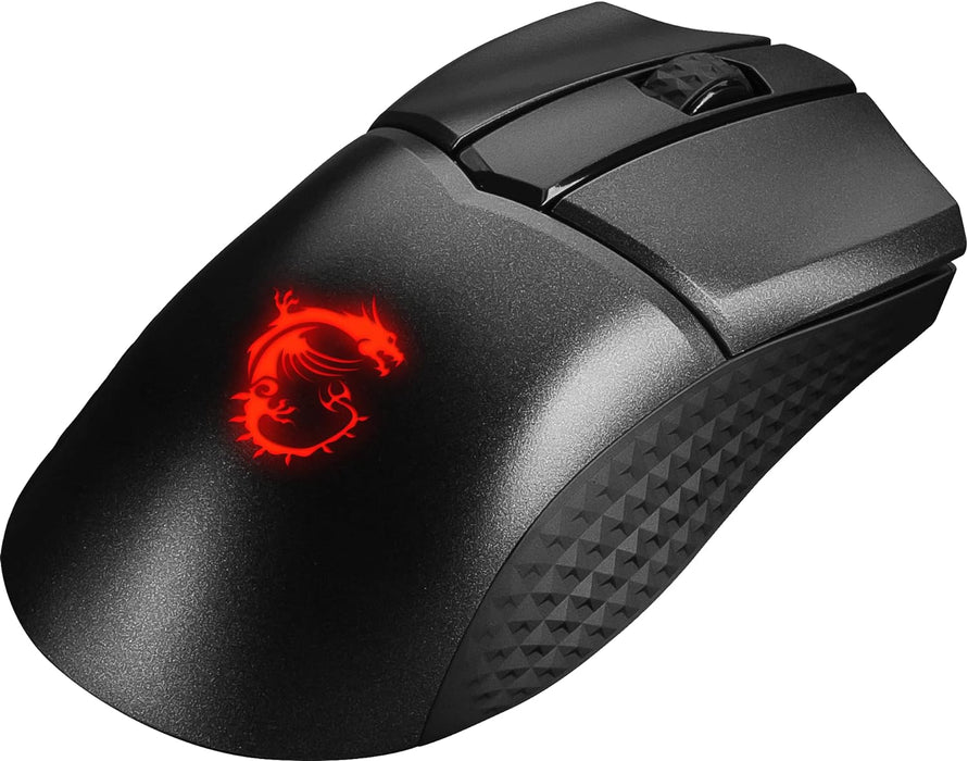MSI CLUTCH GM31 LIGHTWEIGHT WIRELESS Gaming Mouse - 12000 DPI Optical Sensor, Right-Handed, 60M+Click Switches, 6-Buttons, 110-Hour Battery, Charging Dock, 1ms Latency, RGB, 73g - Wired/Wireless