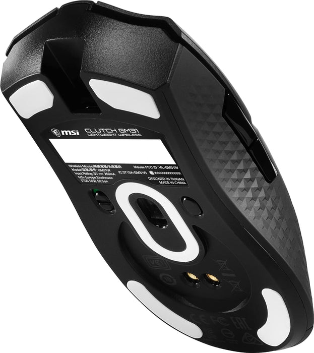 MSI CLUTCH GM31 LIGHTWEIGHT WIRELESS Gaming Mouse - 12000 DPI Optical Sensor, Right-Handed, 60M+Click Switches, 6-Buttons, 110-Hour Battery, Charging Dock, 1ms Latency, RGB, 73g - Wired/Wireless
