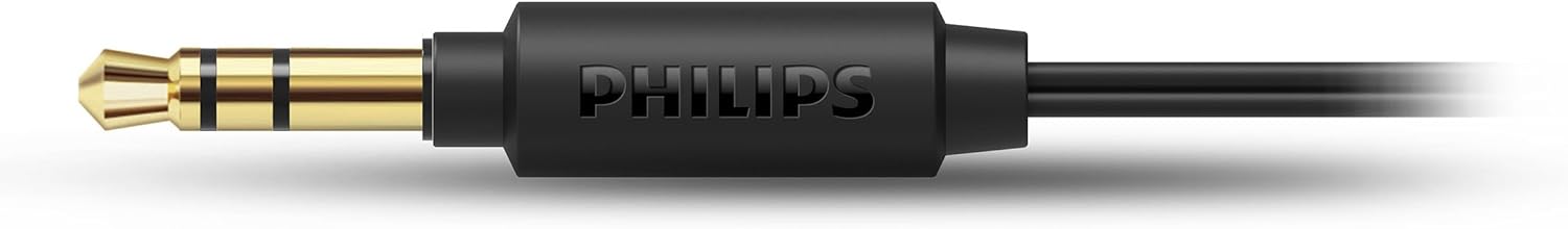 Philips on-ear headphones SHL5005/00 on-ear headphones with cable (great sound, sound-absorbing leather ear pads, built-in microphone, lightweight steel headband, flat folding) black