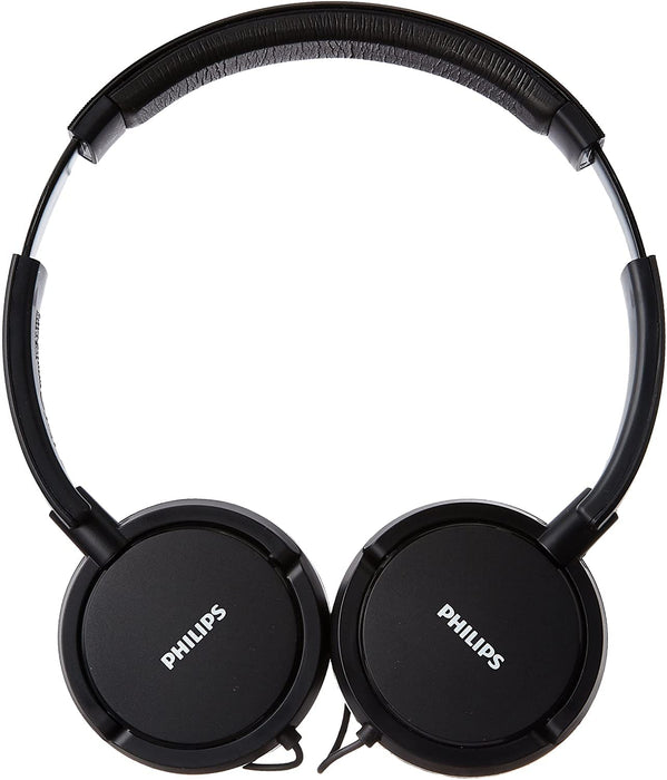 Philips on-ear headphones SHL5005/00 on-ear headphones with cable (great sound, sound-absorbing leather ear pads, built-in microphone, lightweight steel headband, flat folding) black