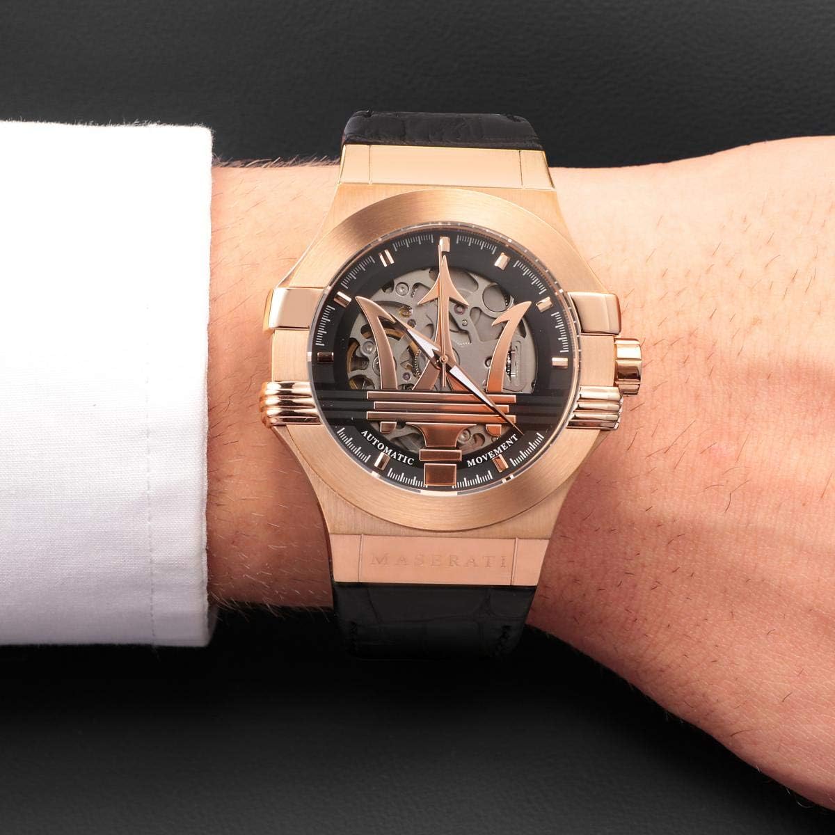 Men's Watch, Potenza Collection, Made of Stainless Steel, Rose Gold PVD, Leather - R8821108039