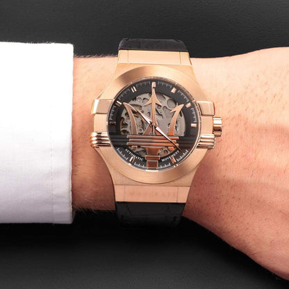Men's Watch, Potenza Collection, Made of Stainless Steel, Rose Gold PVD, Leather - R8821108039