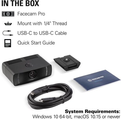 Elgato Facecam Pro, True 4K60 Ultra HD Webcam for Live Streaming, Gaming, Video Calls, Sony Sensor, Advanced Light Correction, DSLR Style Control, Wide Angle, works with OBS, Teams, Zoom, PC/Mac Webcam Facecam Pro