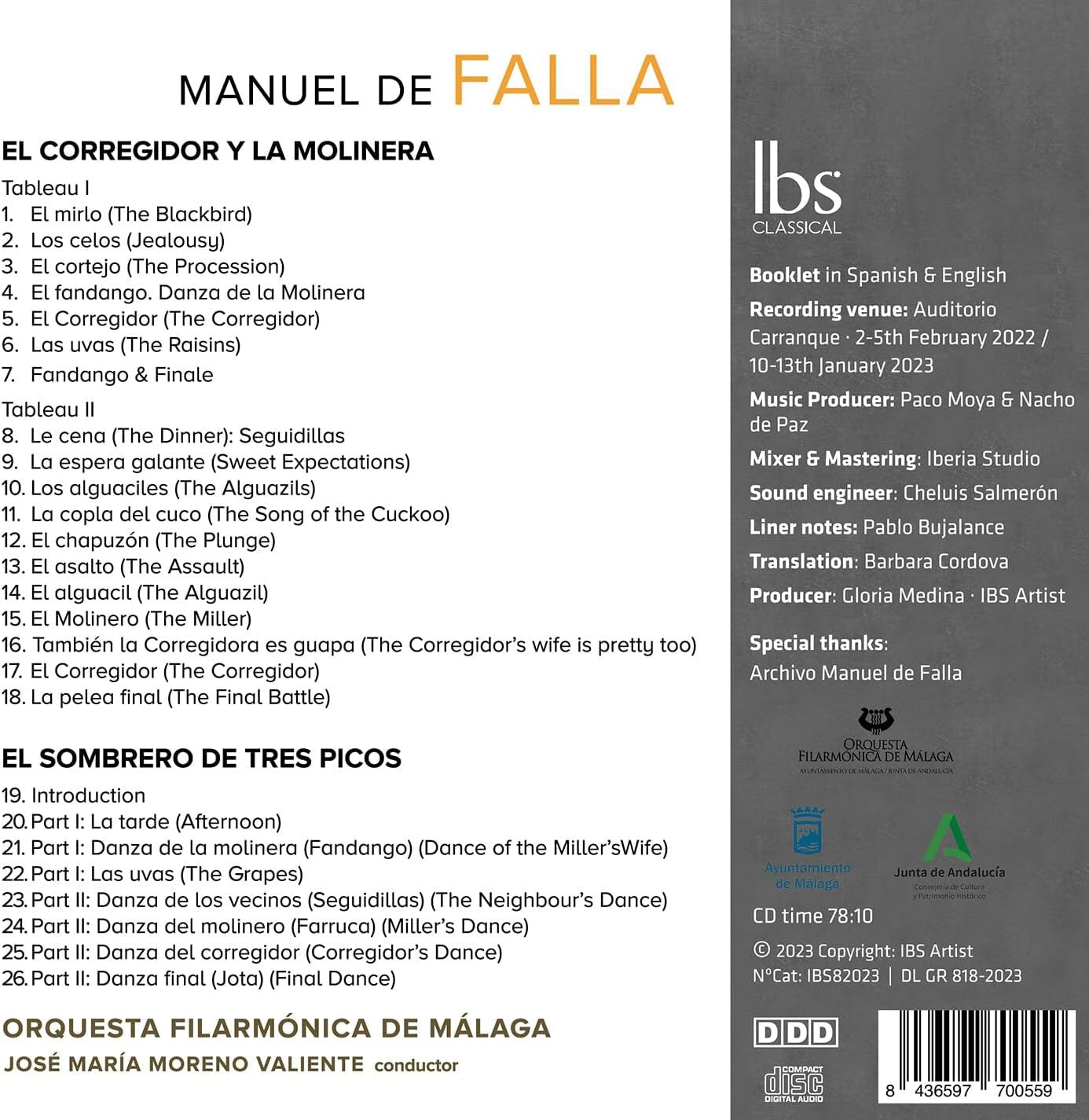 Manuel De Falla: El Correfidor Y La Molinera/El Sombrero De...