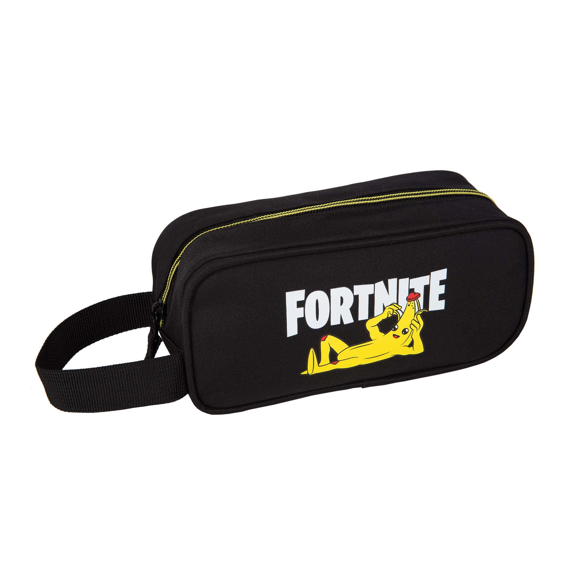 FORTNITE Crazy Banana Gamer Pencil Case - Side Handle Design - 1 Compartment Pencil Case - Lined Interior with Zip Close - 11 × 24 × 10 cm - Toybags