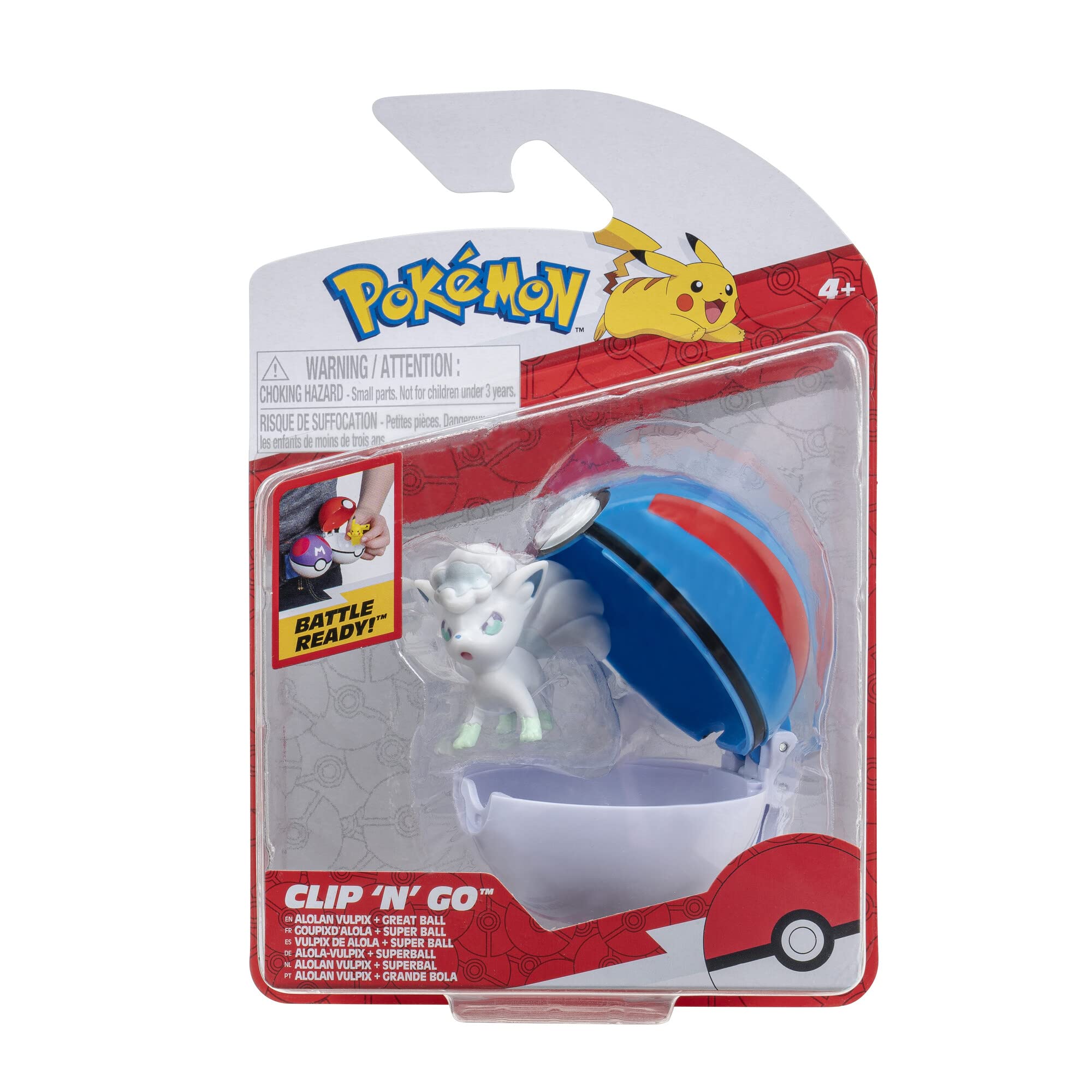 Pokémon PKW3135 Clip ‘N’ Go Alolan Includes 2-Inch Battle Figure and Ball Accessory, Alola-Vulpix