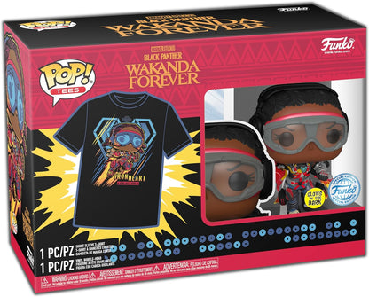 Funko Pop! & Tee: Black Panther Wakanda Forever - Ironheart MK1 - Glow In the Dark - Large - (L) - T-Shirt - Clothes With Collectable Vinyl Figure - Gift Idea - Toys and Short Sleeve Top for Adults