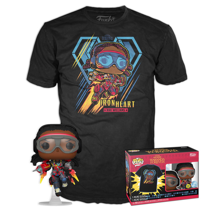 Funko Pop! & Tee: Black Panther Wakanda Forever - Ironheart MK1 - Glow In the Dark - Extra Large - (XL) - T-Shirt - Clothes With Collectable Vinyl Figure - Gift Idea - Toys and Short Sleeve Top Men