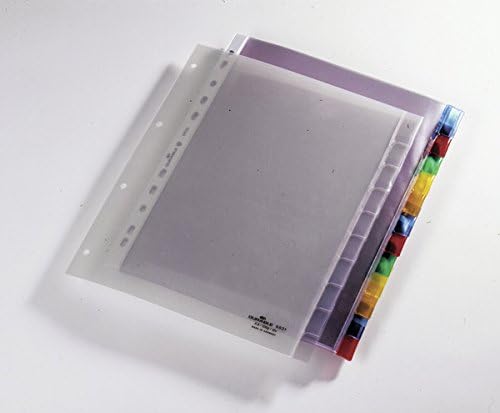 Durable 683119 Extra Wide A4 Portrait Index Set with 10 Division Sheets for Punched Pockets - Transparent 10-piece broadly