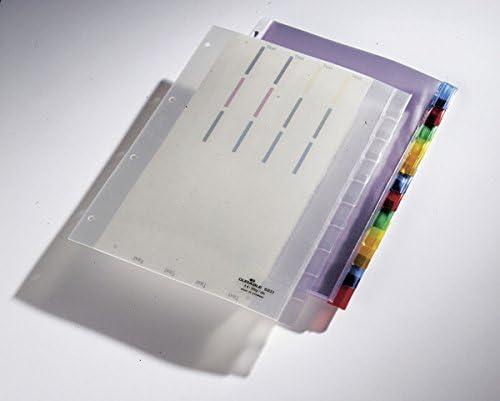 Durable 683119 Extra Wide A4 Portrait Index Set with 10 Division Sheets for Punched Pockets - Transparent 10-piece broadly