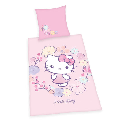 Herding Hello Kitty Bedding Set, Pillowcase 80 X 80 Cm, Duvet Cover 135 X 200 Cm, With Easy Zip, 100% Cotton/Renforcé 80 x 80 cm, 135 x 200 cm Rose