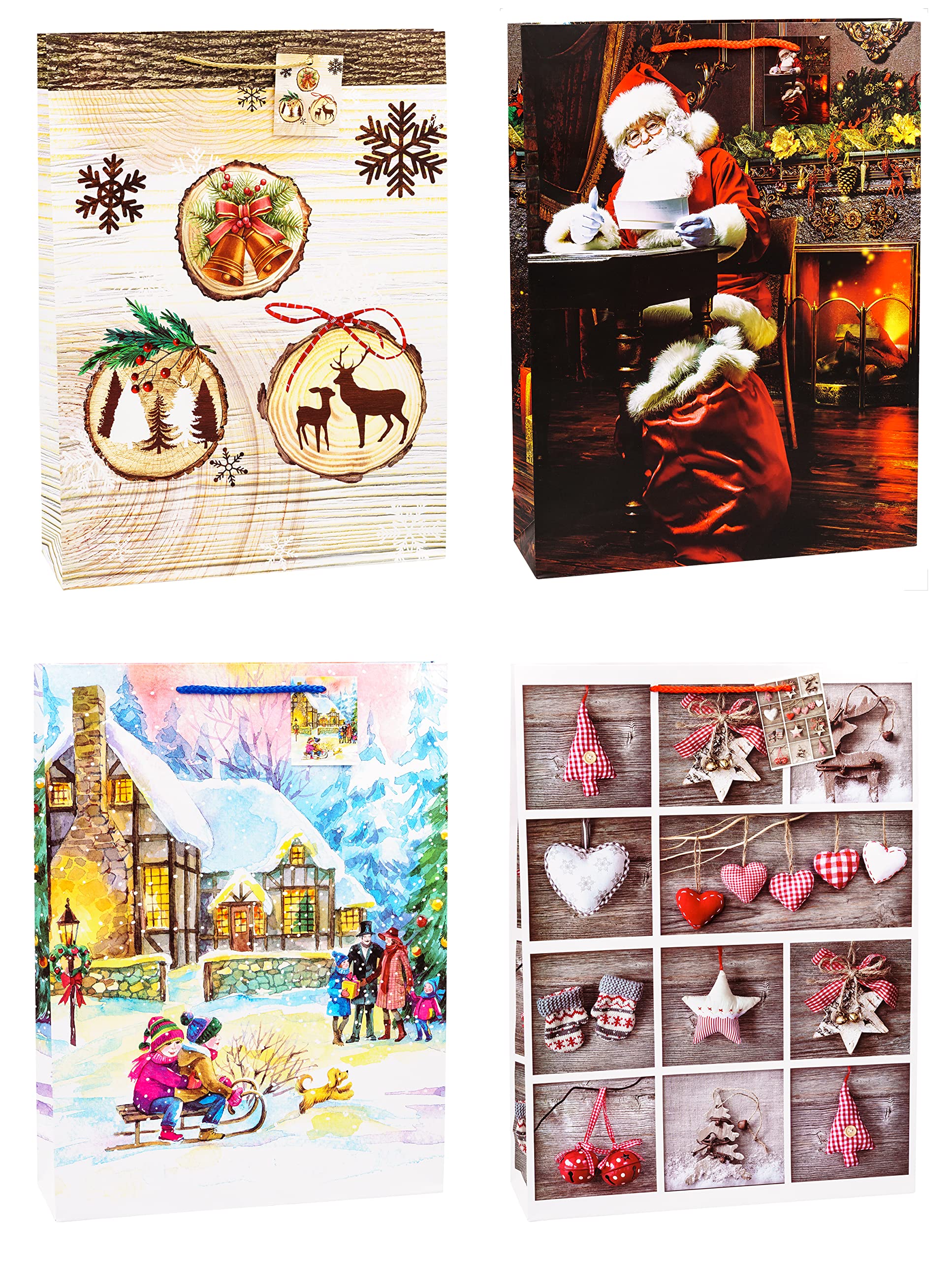 TSI 84177 gift bags Christmas No 7, Pack of 12, size: xtra large (17,5 x 13 x 4 inch) 1 count (Pack of 12) XXL Single