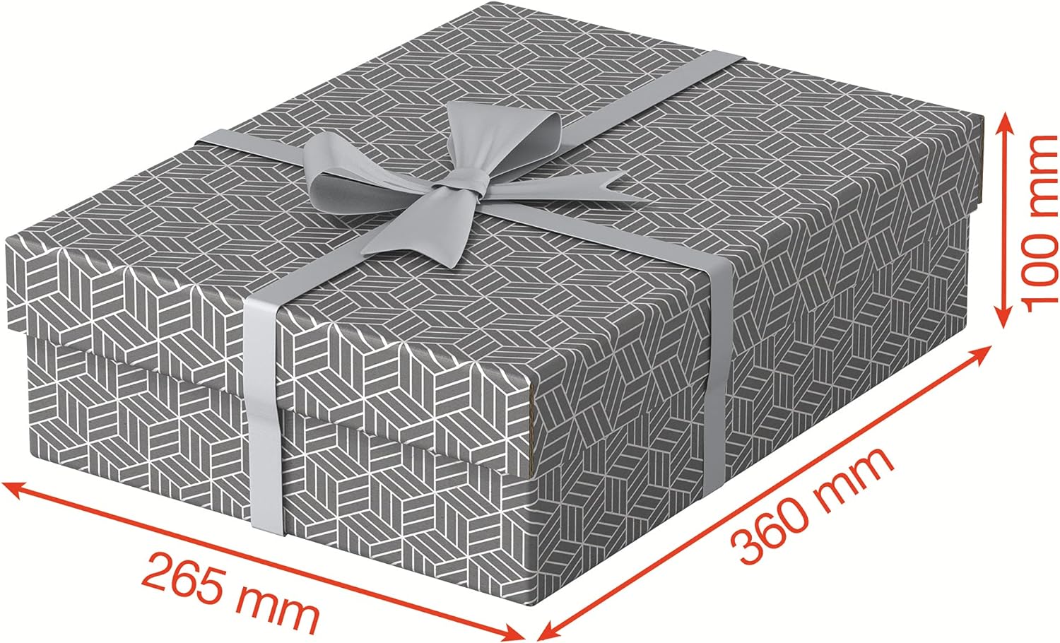 Esselte Medium Storage & Gift Box With Lid, Pack Of 3, Home/Office Storage, Organisation & Gift Packing, 100% Recycled Cardboard, 100% Recyclable, Geometric Design, Grey, 628285 White Medium Gift Box