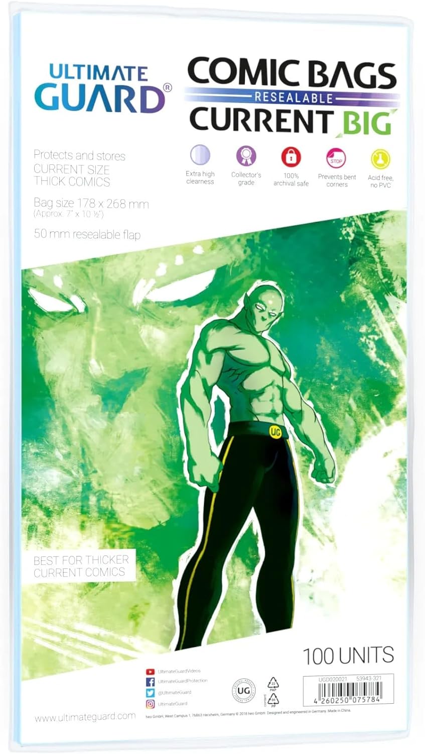 Ultimate Guard "BIG Comic Bags (Current, Transparent